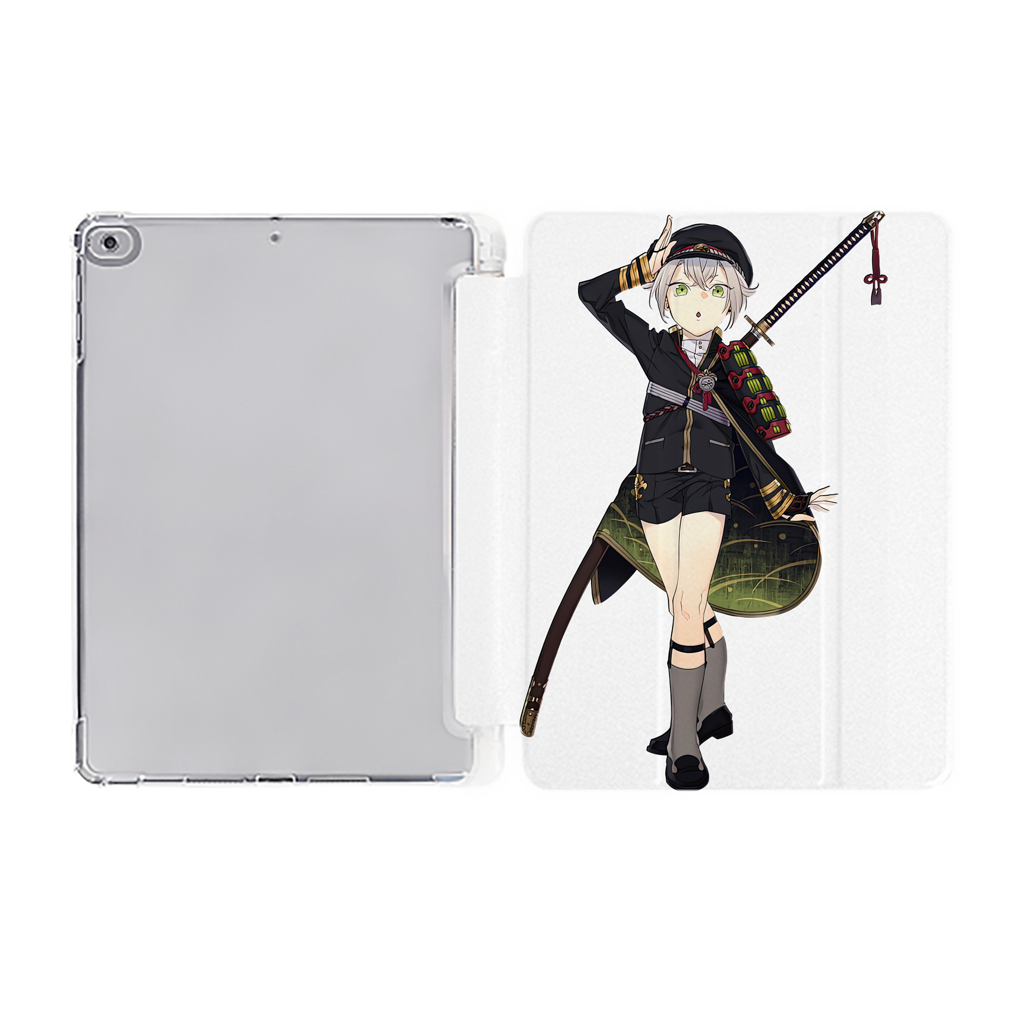 （画像用） 刀剣乱舞 Touken Ranbu IPad ケース ペン収納付き 三つ折りスタンド PUレザー×シリコン 対応機種9.5/10.5/10.9インチ